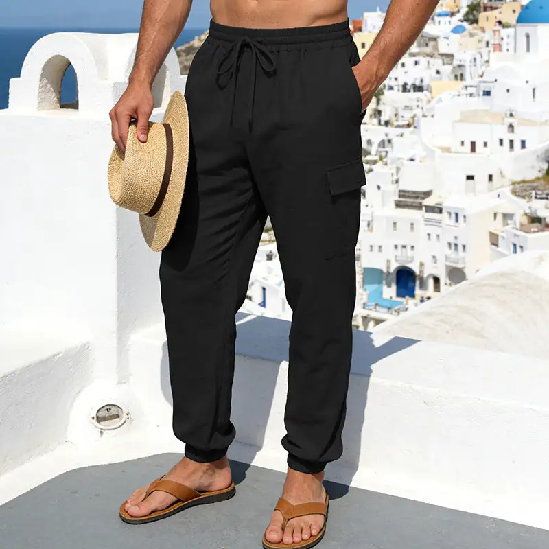 Men's Airy Linen Cargo Waistband Cargo Pants
