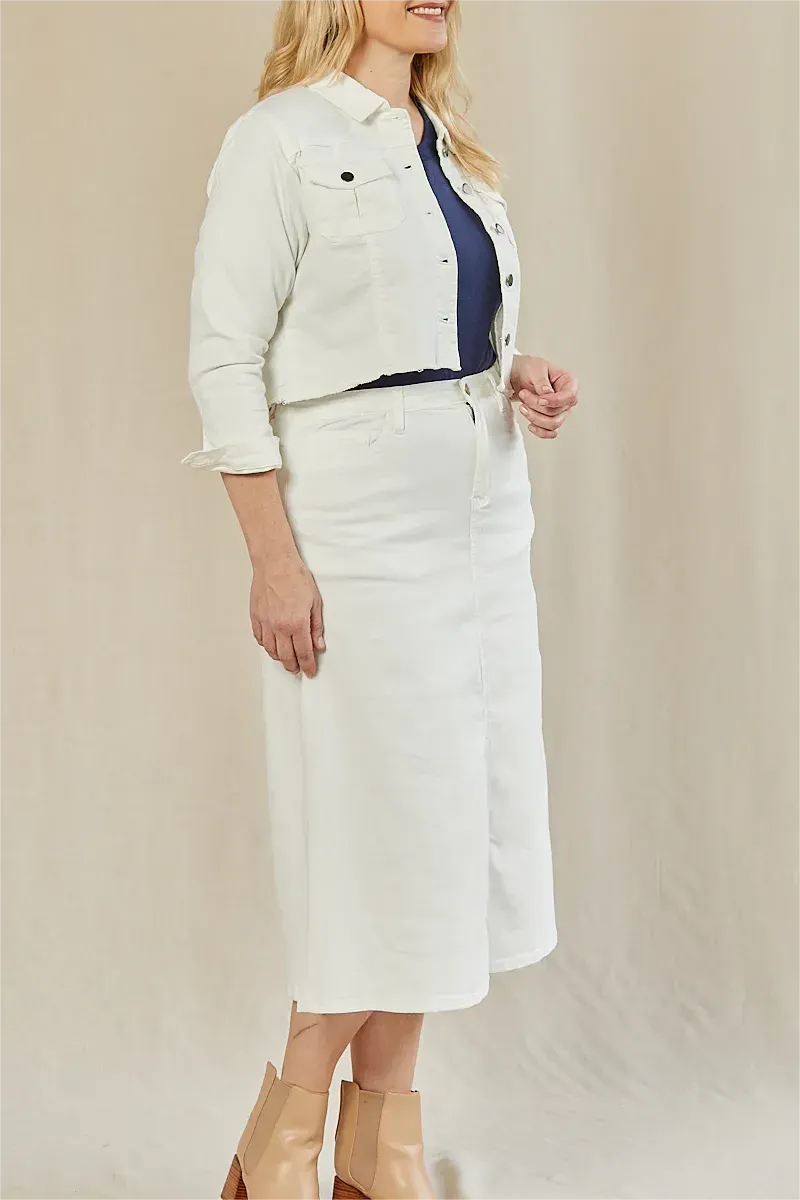Adrift Cropped Denim Jacket In White