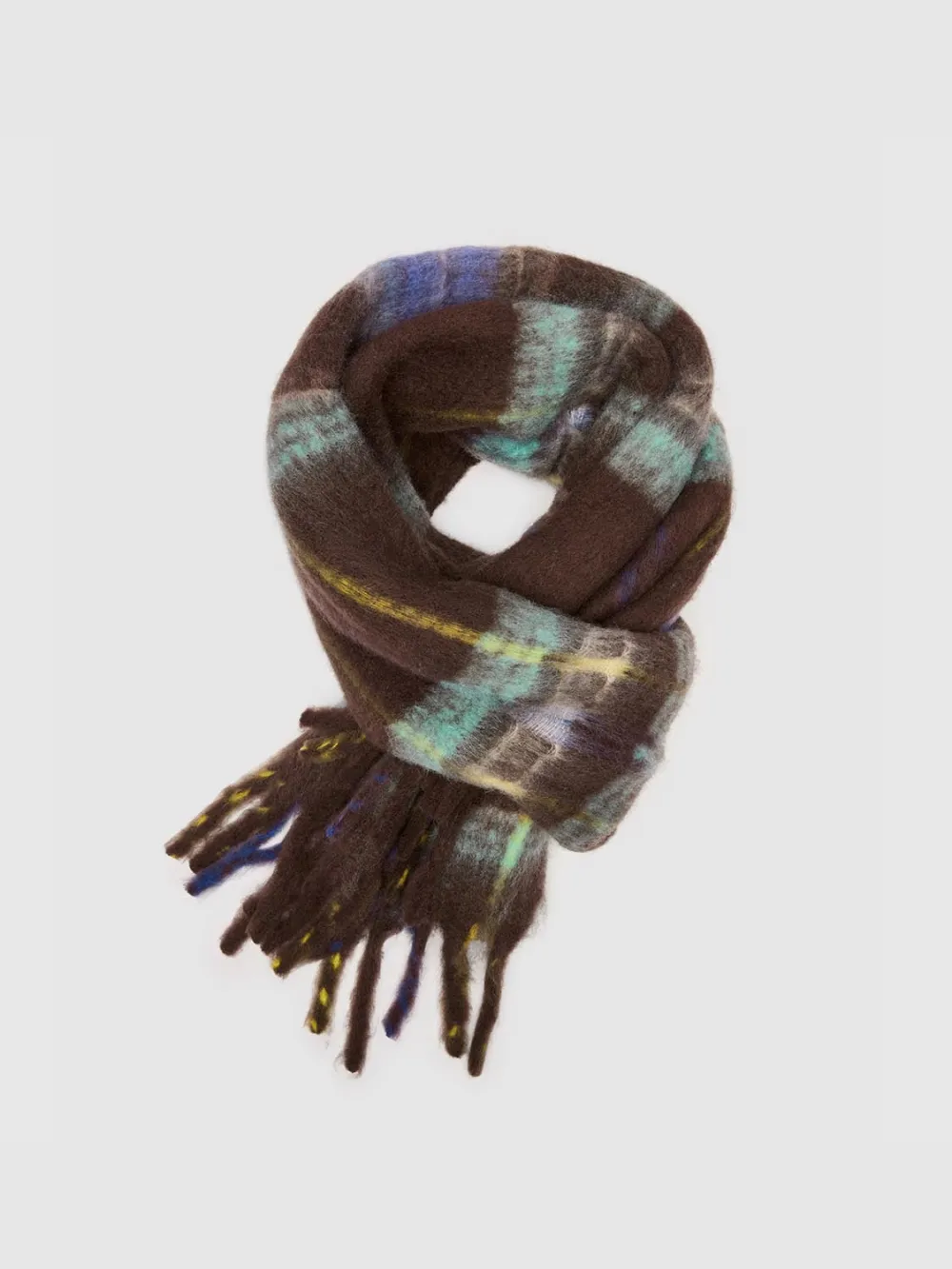 Multi-Color Plaid Fringe Scarf