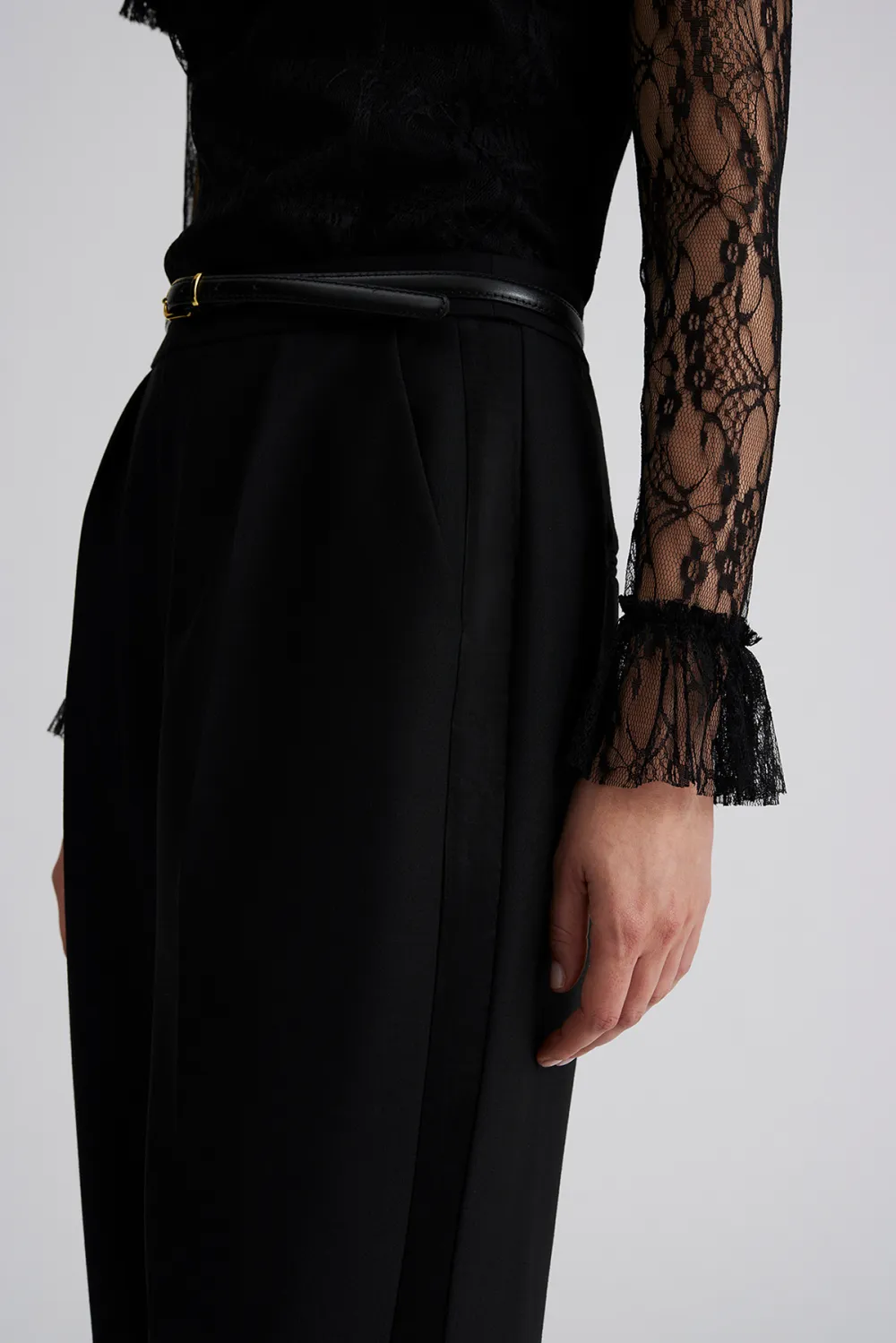 Ruffled Waist Tailored Trousers