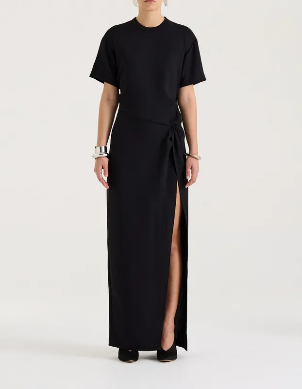 Black Knot Detail Maxi Dress