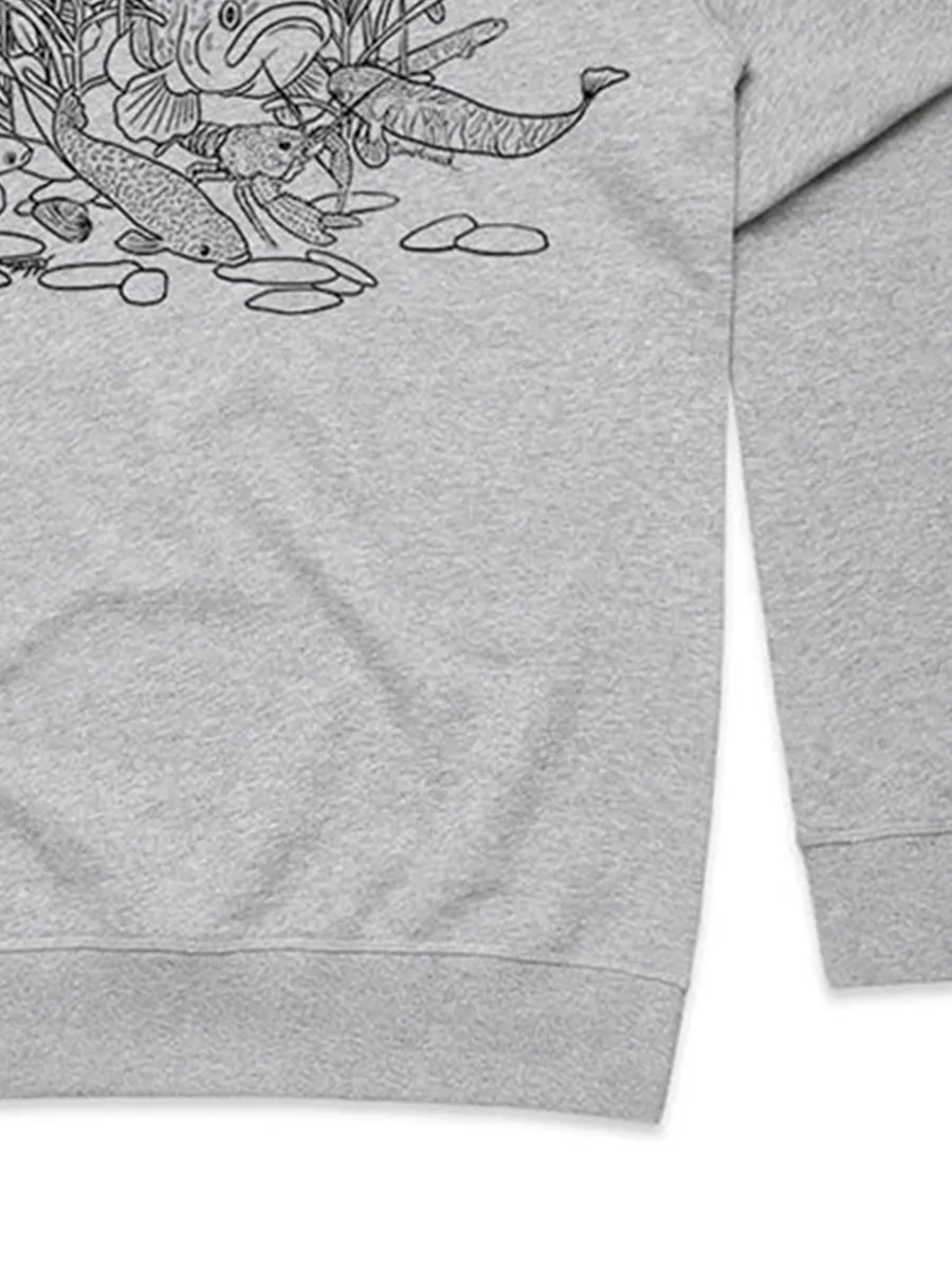 A versatile sports shirt featuring a simple pattern of freshwater fishs