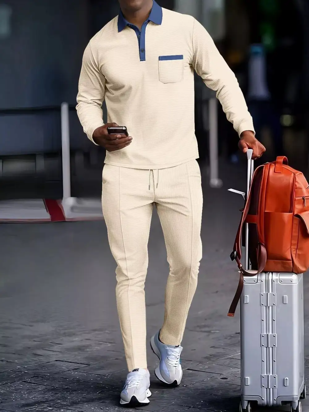 Men's Full Size Long Sleeve Top and Pants
