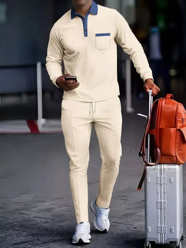Men's Full Size Long Sleeve Top and Pants