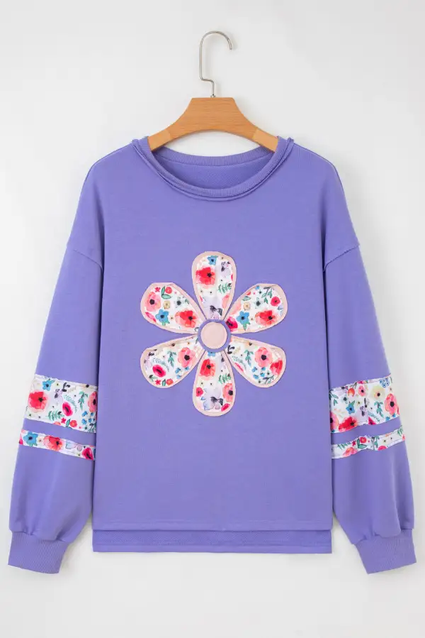 Relaxed Floral Pullover Sweatshirt