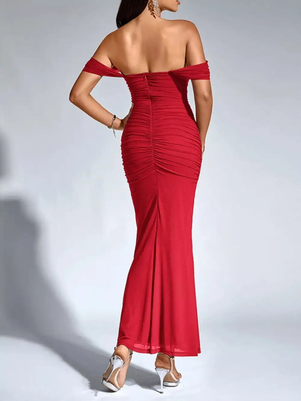 Structured Shape Ruched Maxi Dress