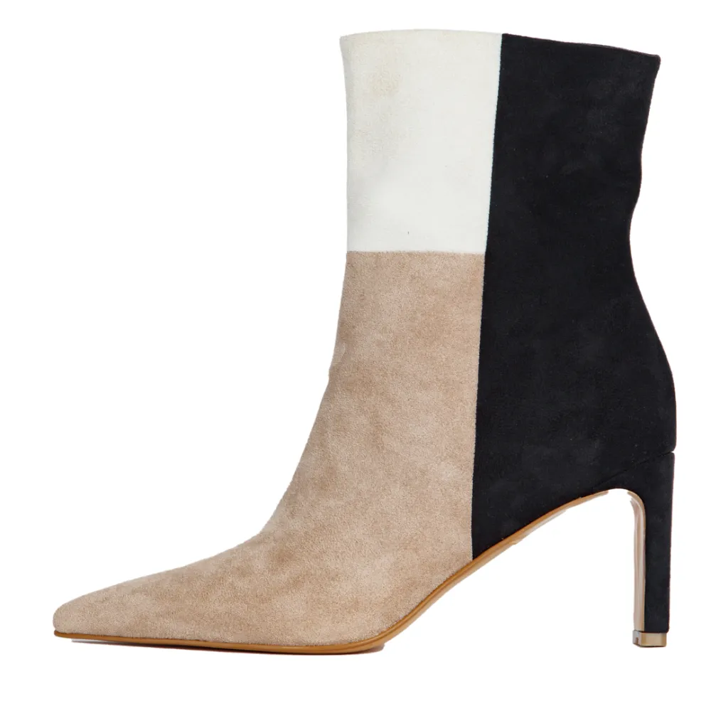 Refined Faux Leather Block Heel Ankle Boots