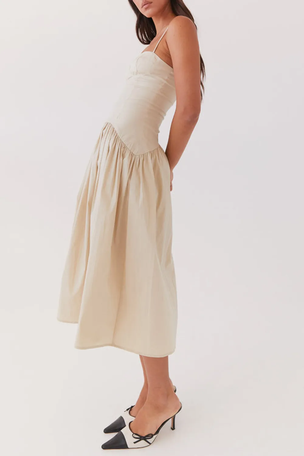Yvette Corset Midi Dress - Blue