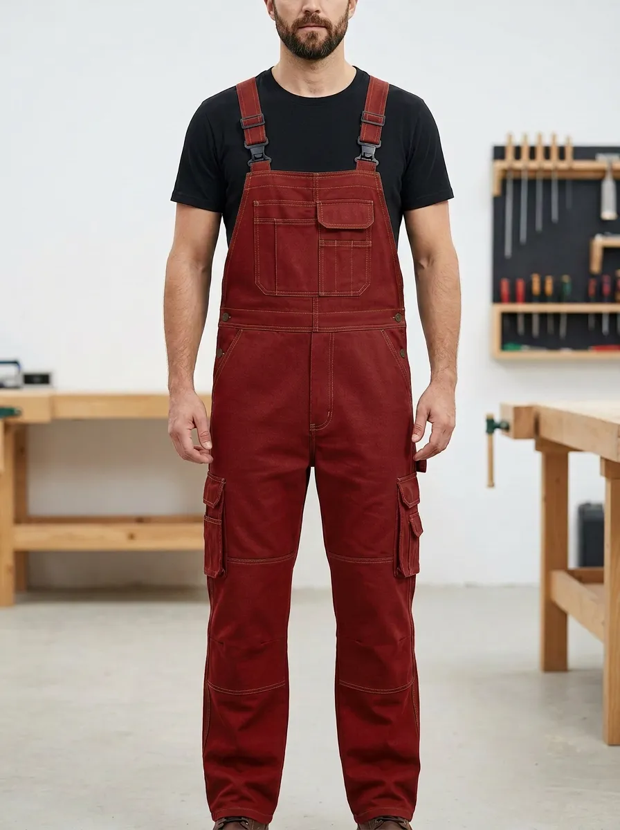 Men's Classic Multi-Pocket Carpenter Bib Work Overalls