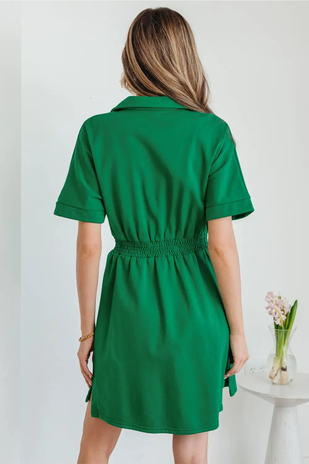 Patchwork Half Zip Front Mini Dress