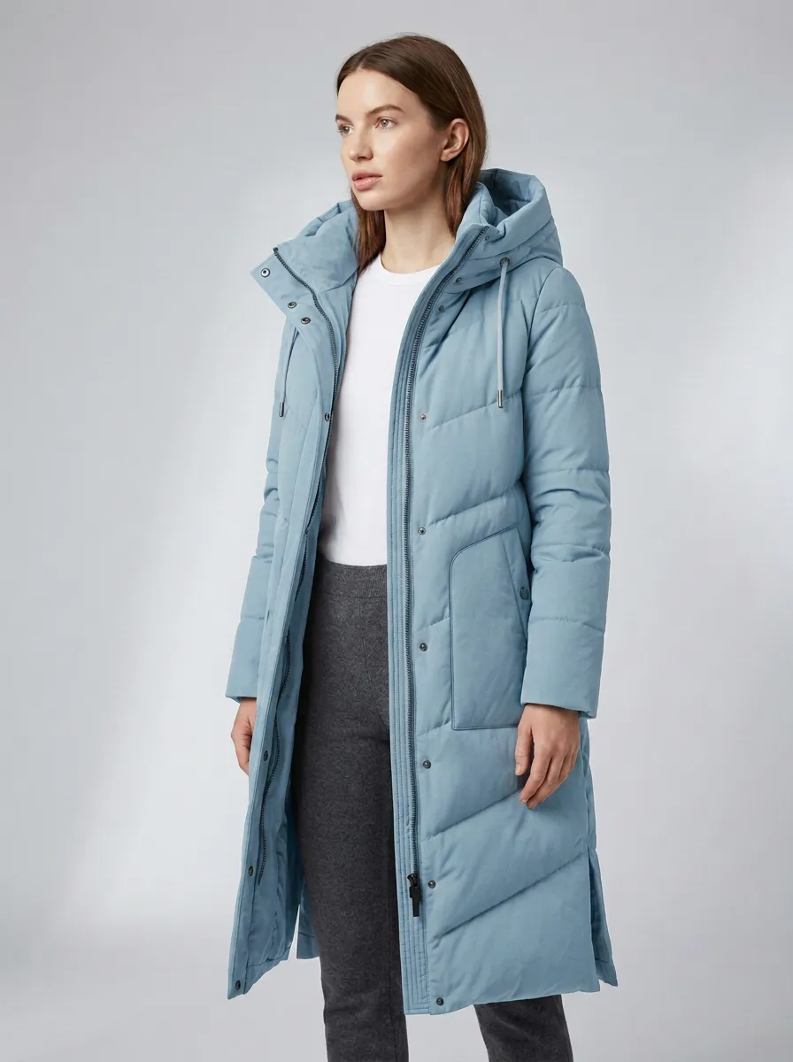 Everyday-Layer Padded Long Hooded Coat