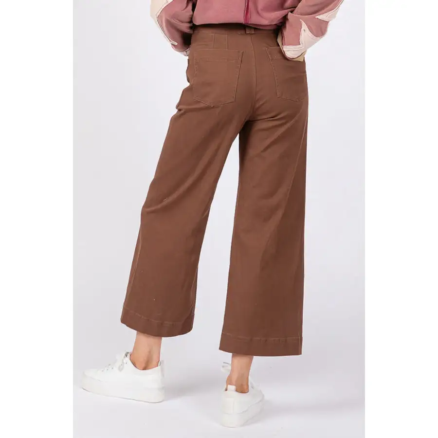 Classic Sage Fig Wide Leg Cropped Pants