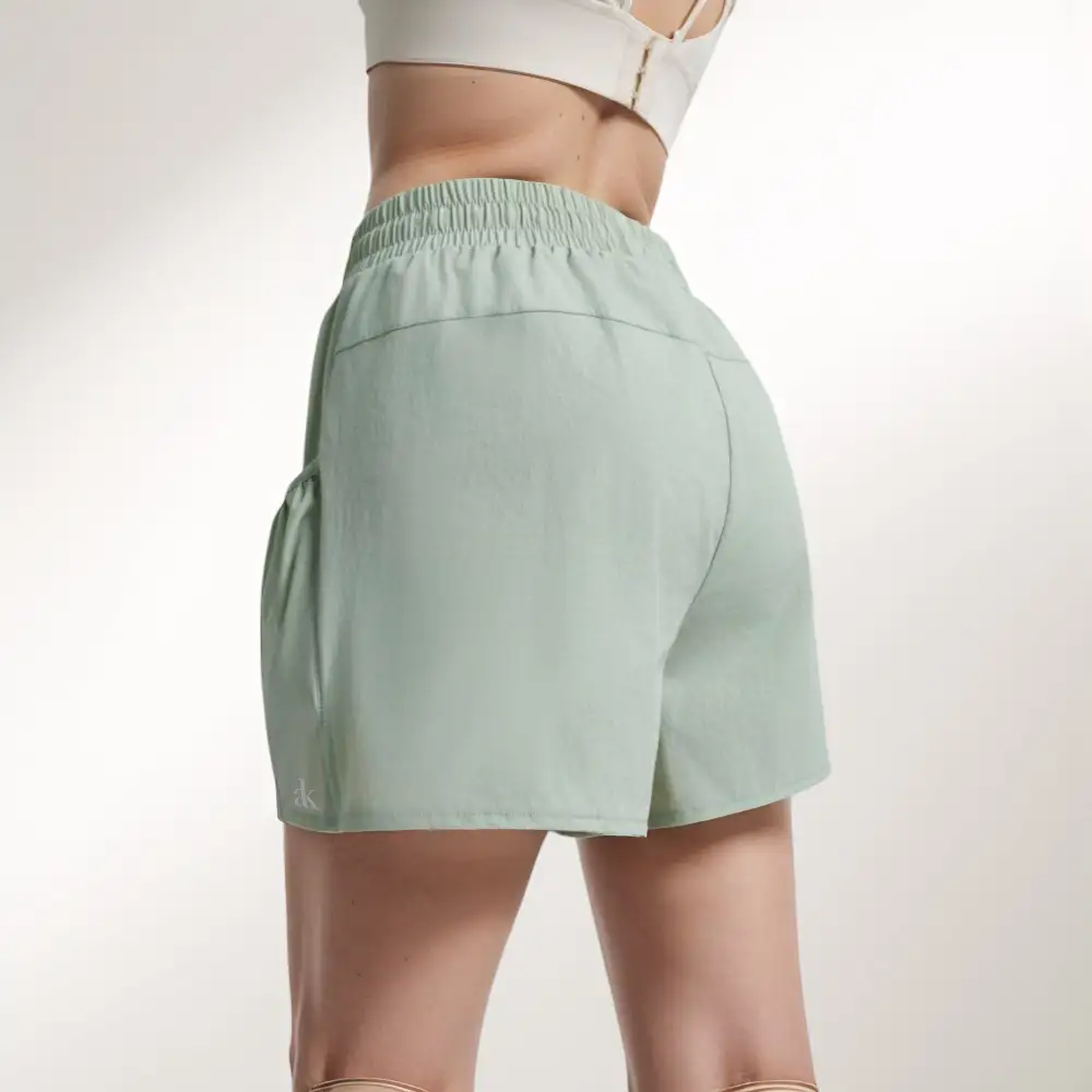 High-Waist Drawstring Elastic-Waist Pleated Athletic Shorts