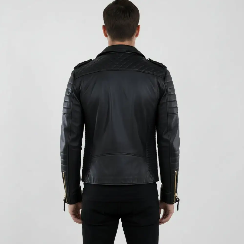 Minimal Leather Biker Motorcycle Jacket