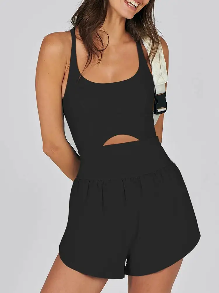 Chic Tennis Cutout Activewear Romper