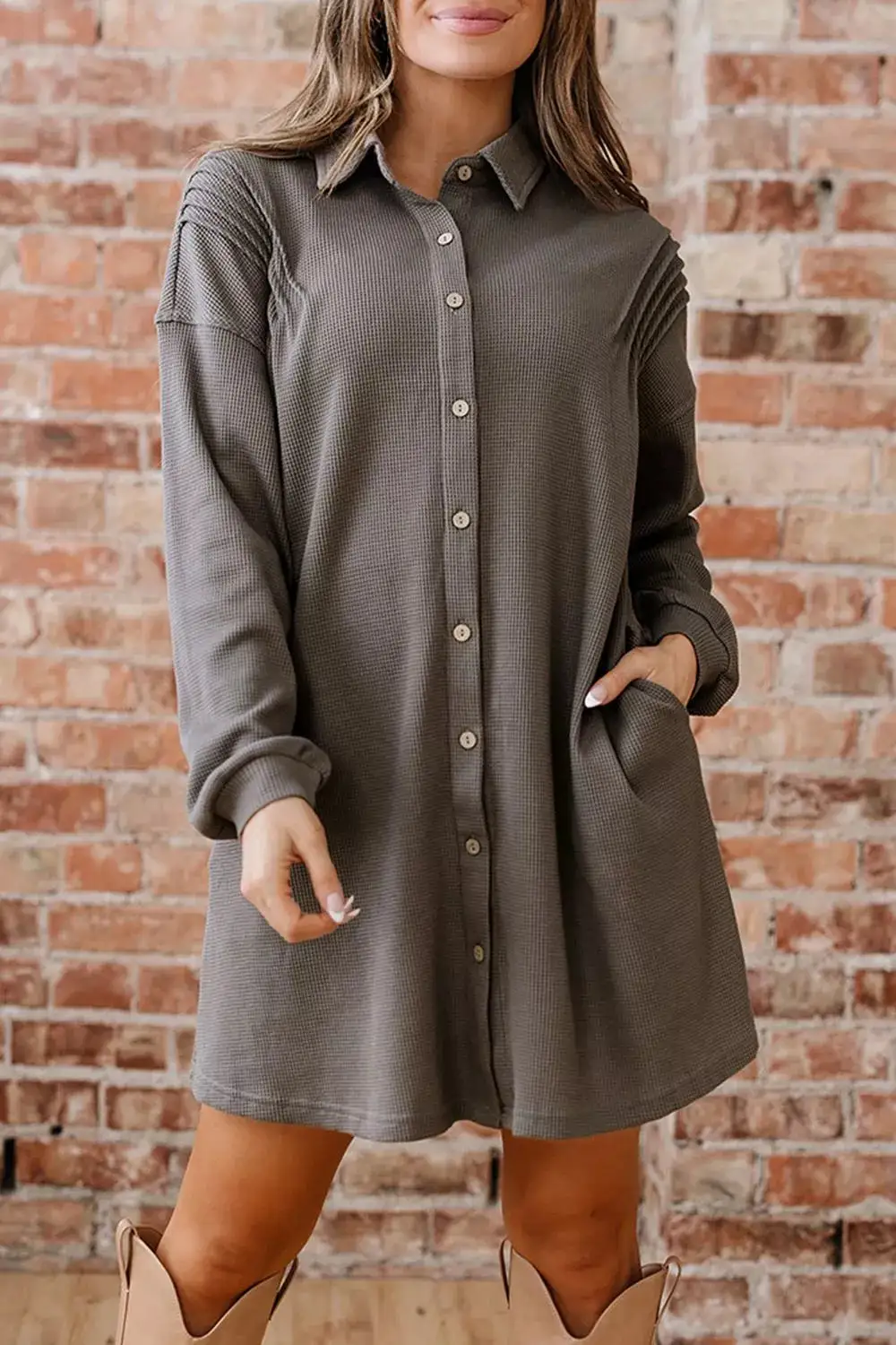 Knit Waffle Sweater Dress