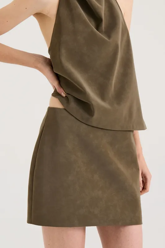 Stone Textured Low-Rise Mini Skirt