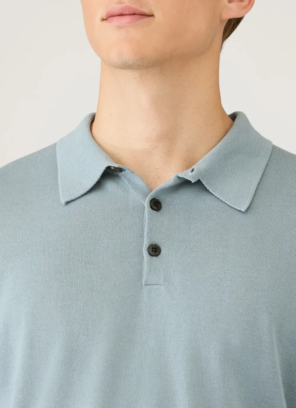 Clean Everyday Slim Fit Sea Island Cotton Knit Long Sleeve Polo Shirt