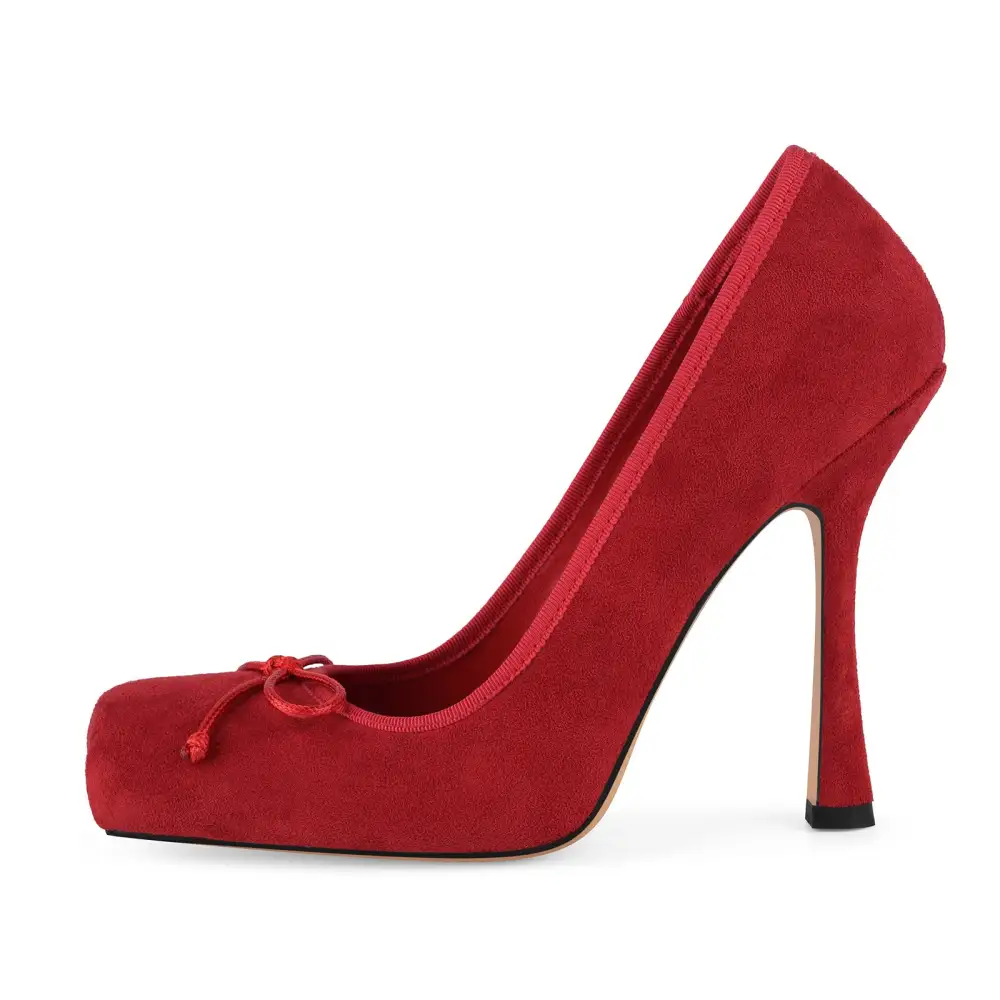 Suede Finish Leopard Pattern Square Toe Stiletto Pumps
