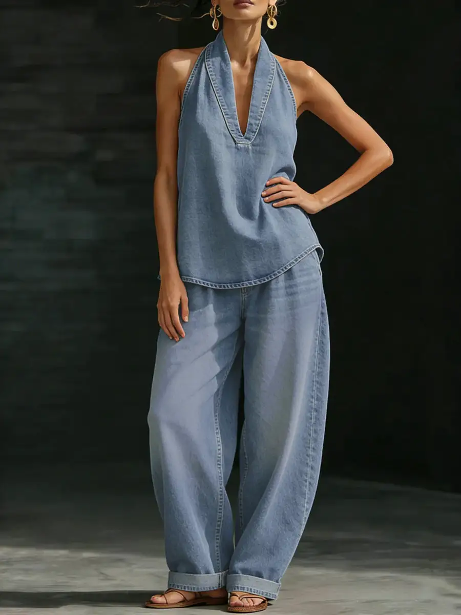 Minimal Relaxed Fit Wide Leg Pocket Jeans
