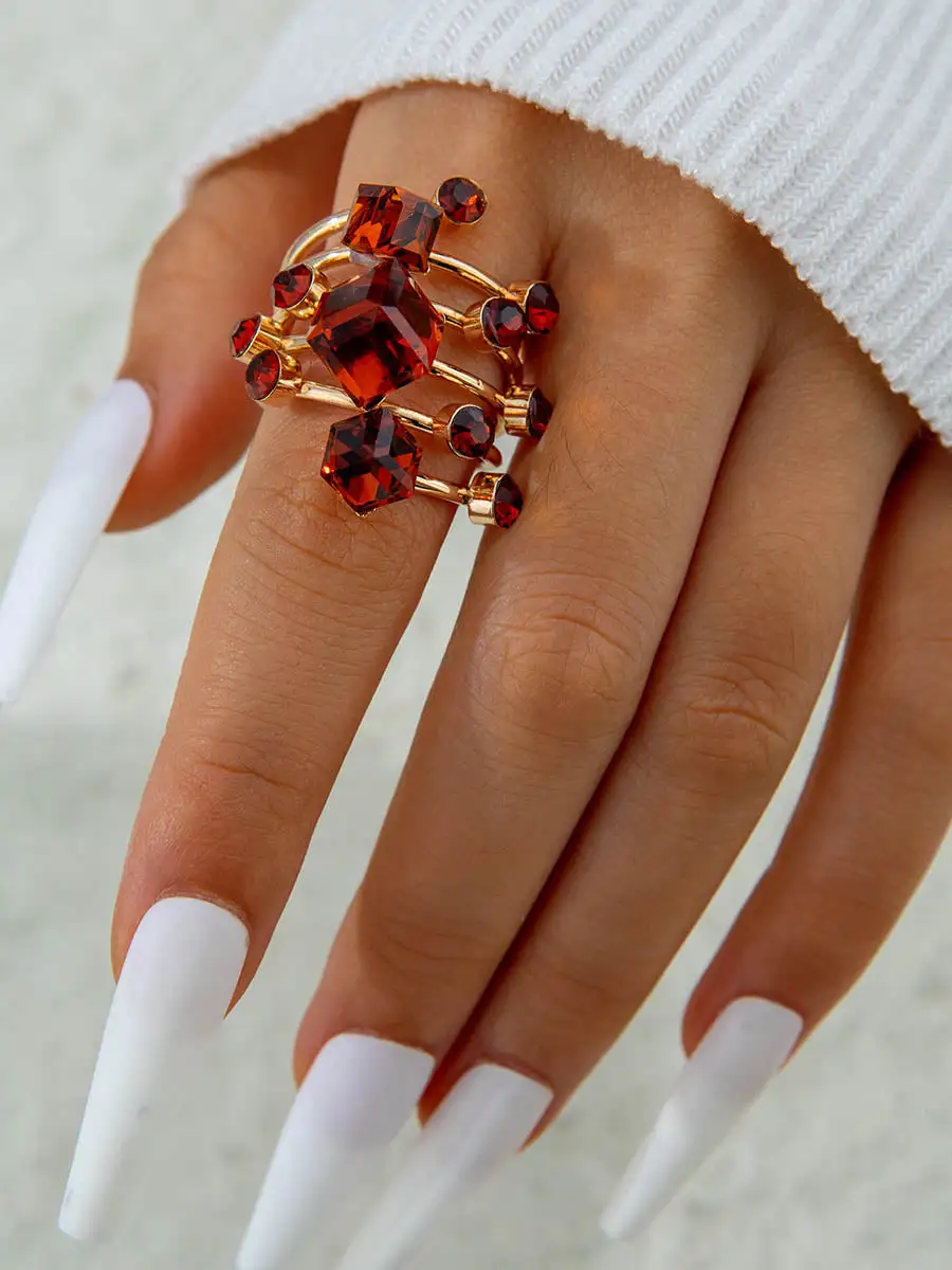 Geometric Rhinestone Ring