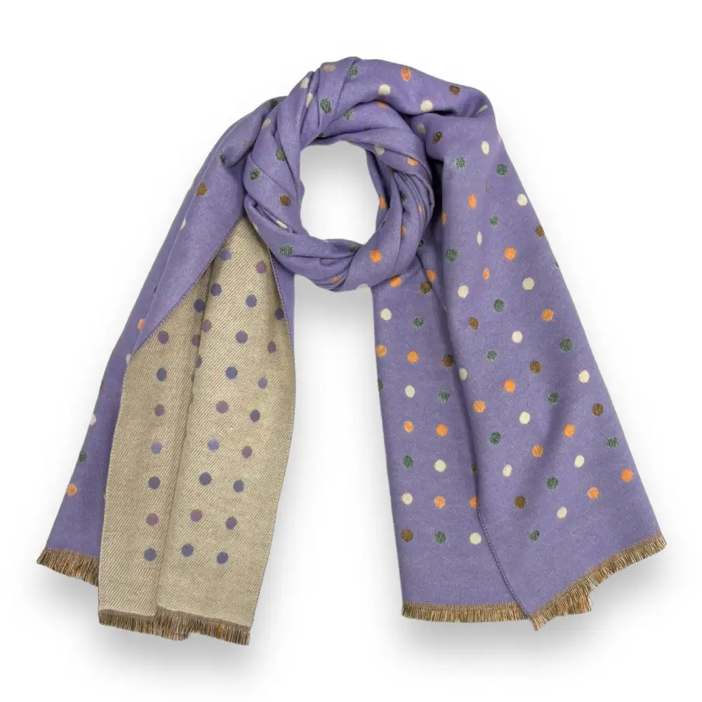 Polka Dot Fringed Winter Scarf