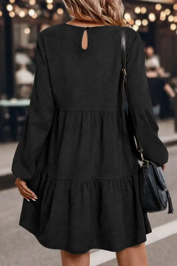 Tiered Lantern Sleeve Mini Dress