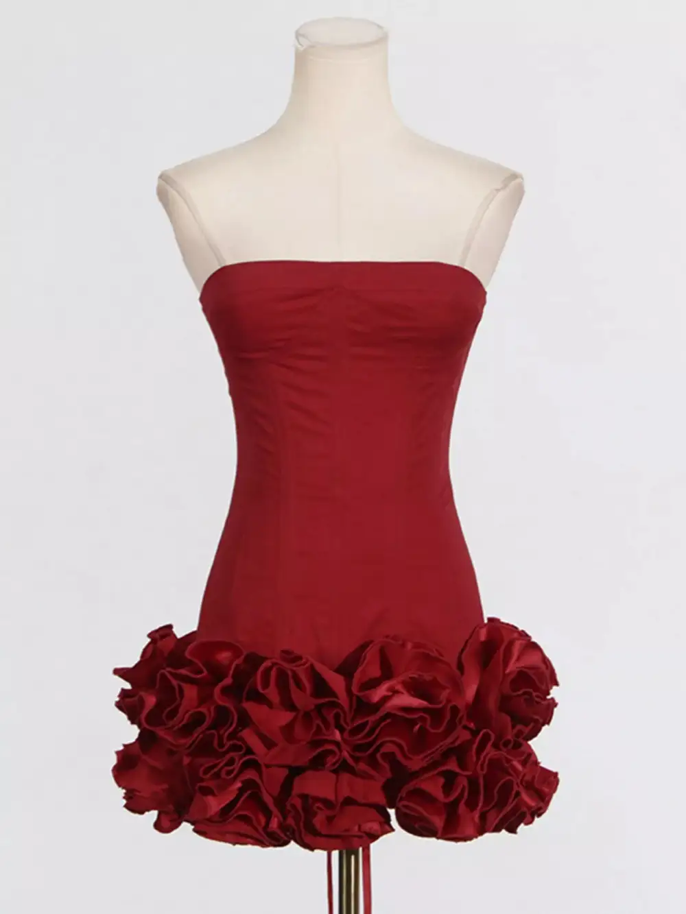 Ruffled Hem Tube Mini Dress