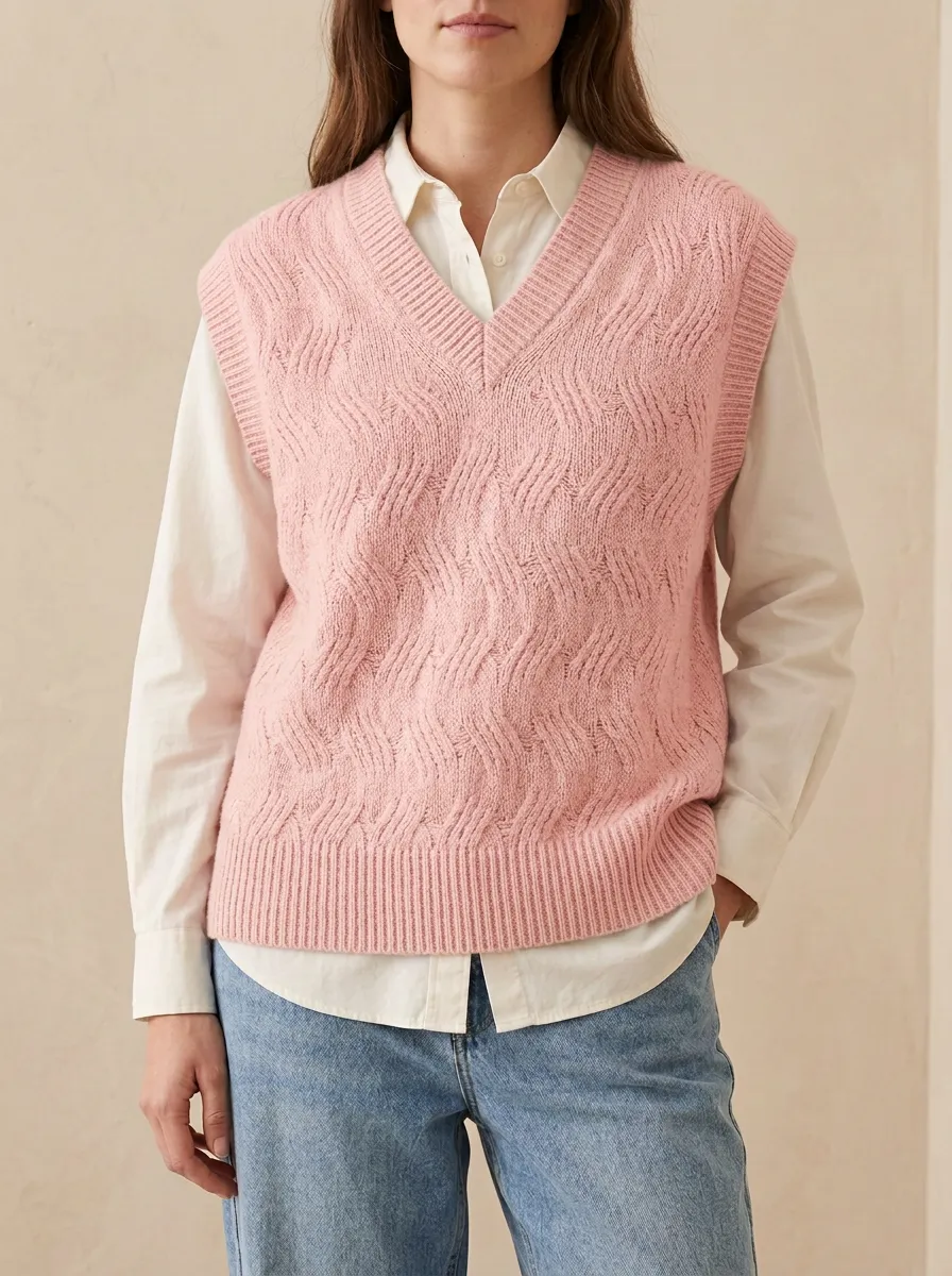 Modern Cable Vneck Sweater Vest