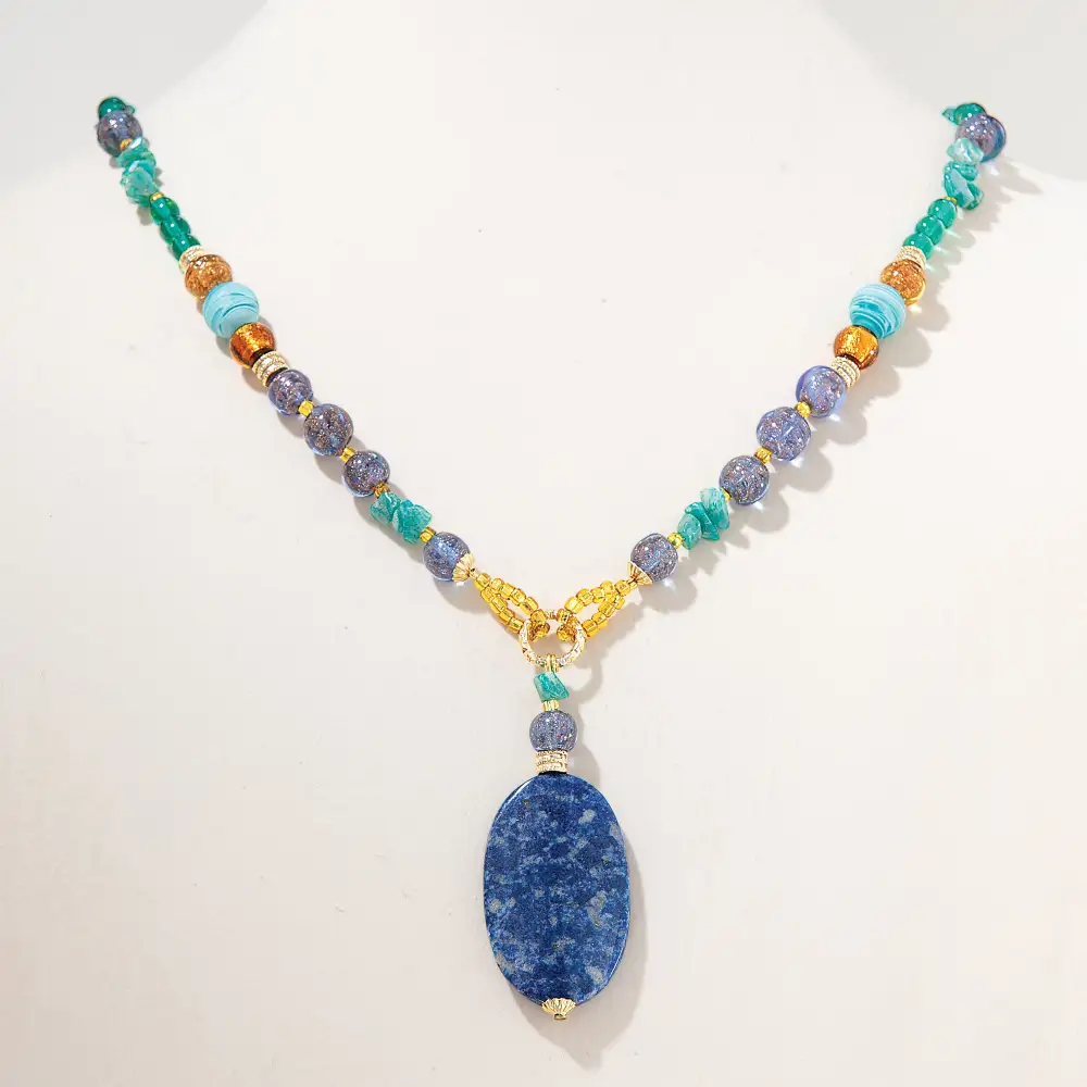 Classic Gemstone Beaded Pendant Necklace