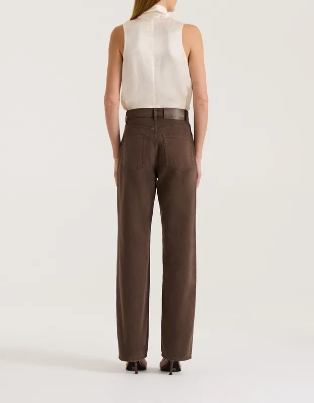 Chocolate High-Rise Straight Leg Jeans