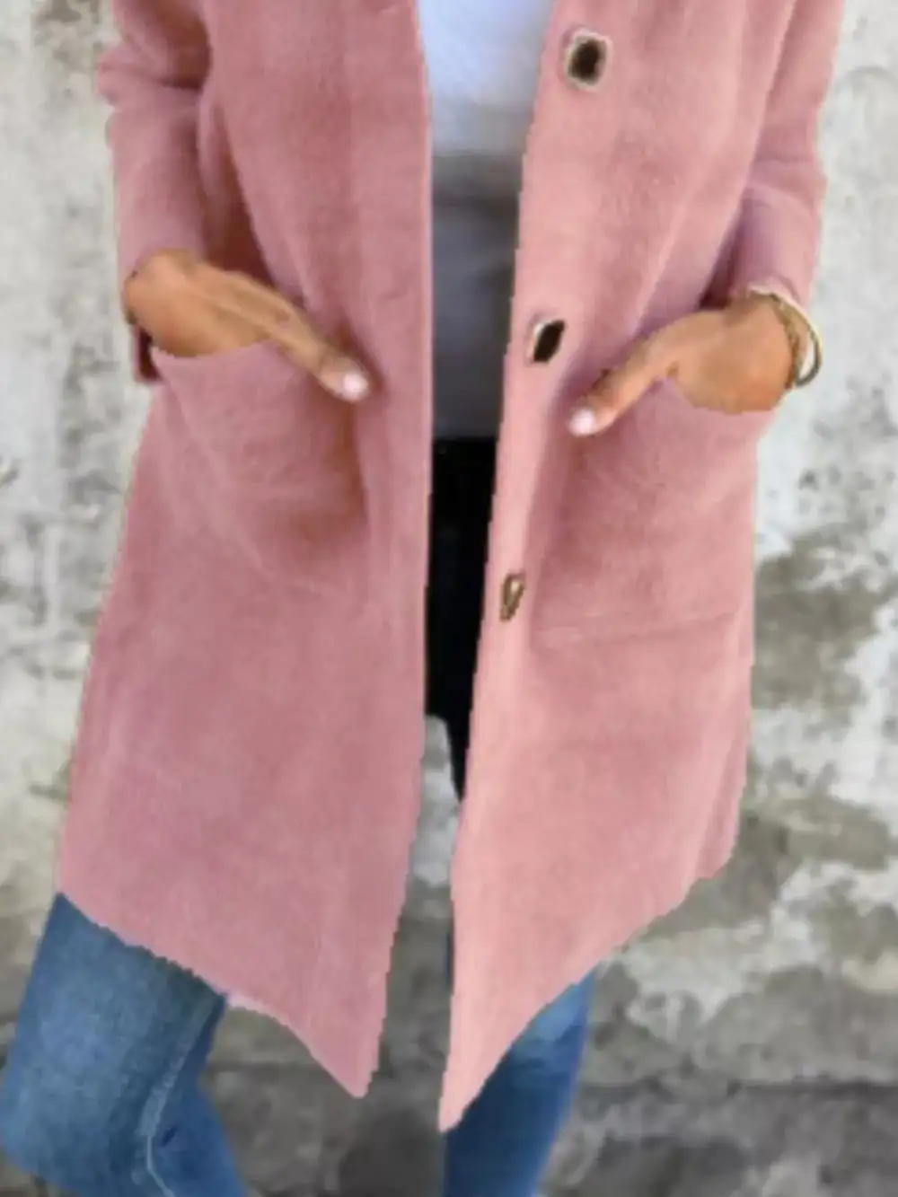 Full Size Button Down Long Sleeve Longline Coat Plus Size Jacket