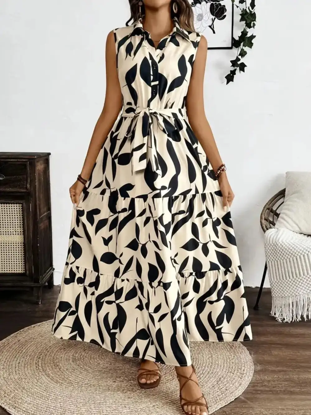 Sleeveless Printed Maxi Dress