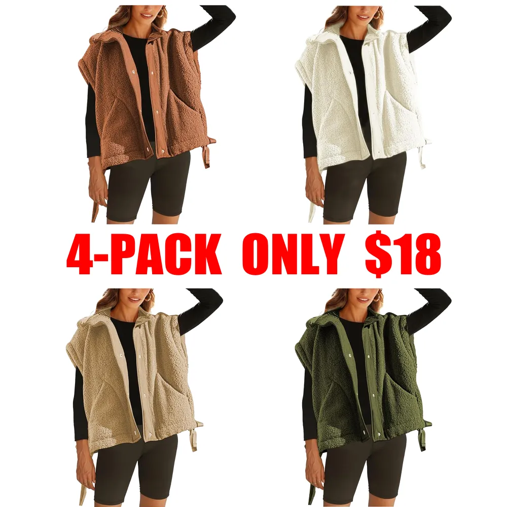 8 Pick Tanming Women'S Warm Sherpa Fleece Vest Casual Cozy Sleeveless Button Down Sherpa Jacket Outerwear With Pockets FallFreshness Womenswear Basic