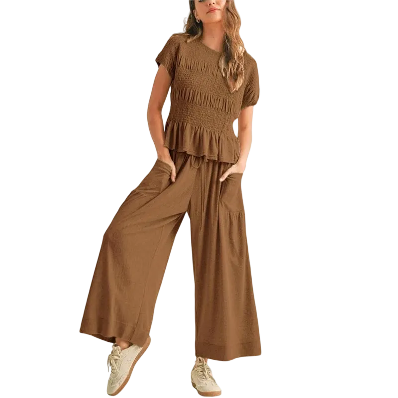 Women’s 2-Piece Smocked Top & Wide-Leg