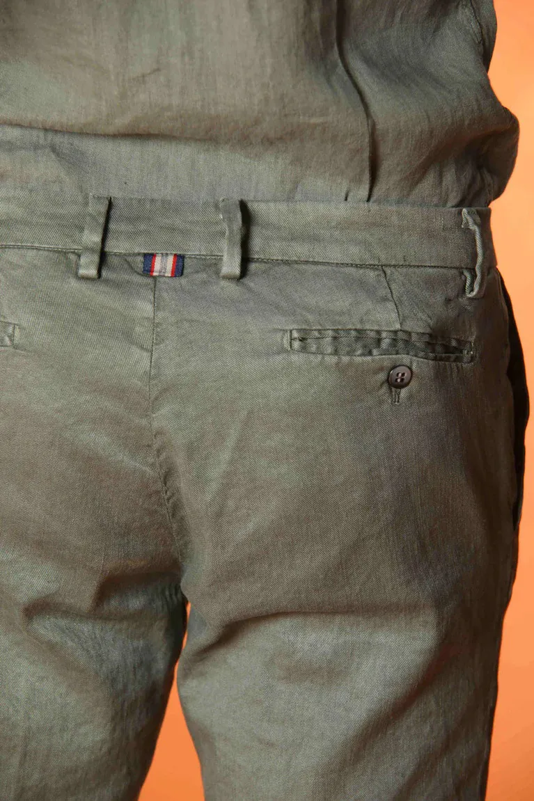 Men's Green Cotton Casual Twill Regular Fit Trousers
