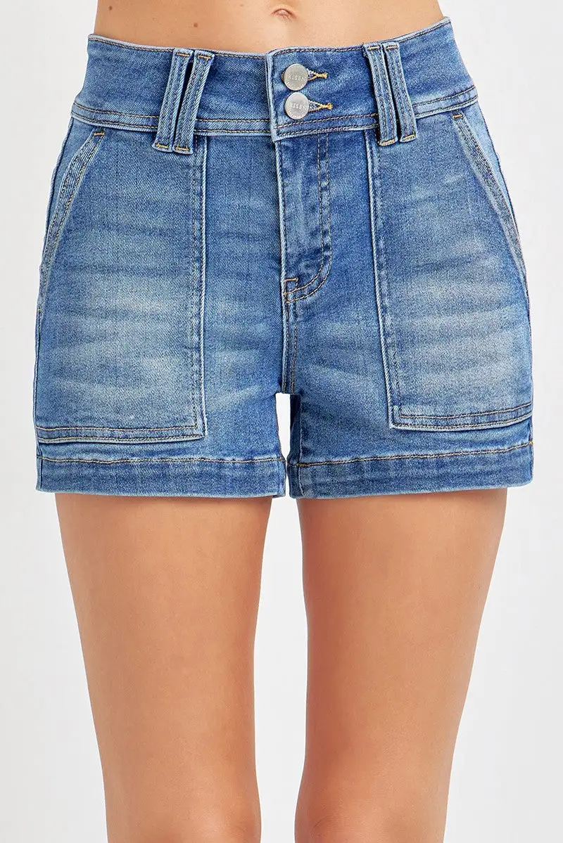 Relaxed High Rise Pocket Detail Shorts