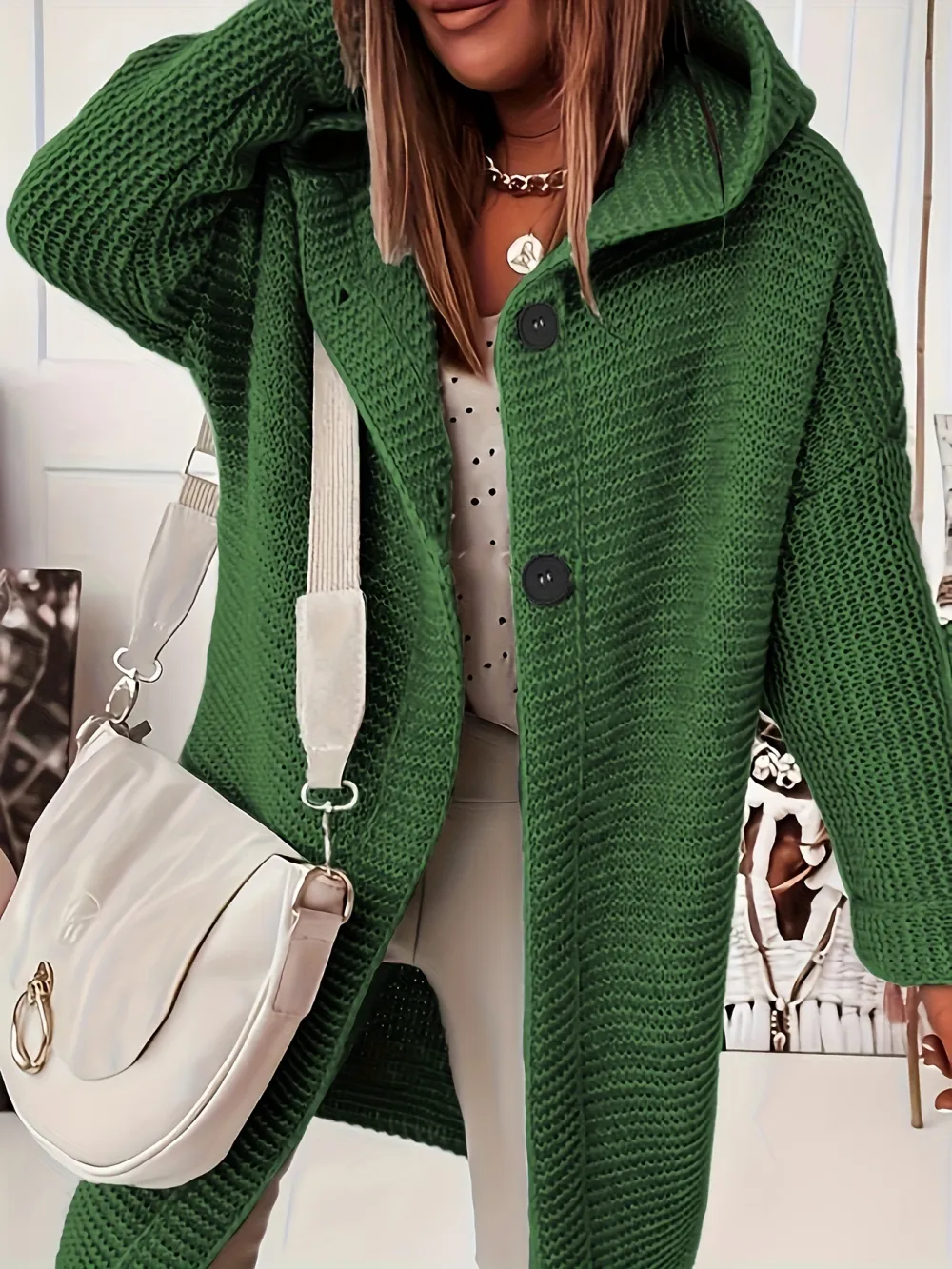50% OFF Plus Size Casual Cardigan, Women's Plus Solid Button Up Long Sleeve Hoodie Cardigan