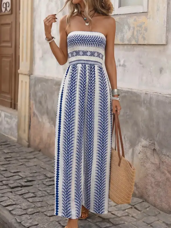 Easygoing Striped Wide Leg Jumpsuit