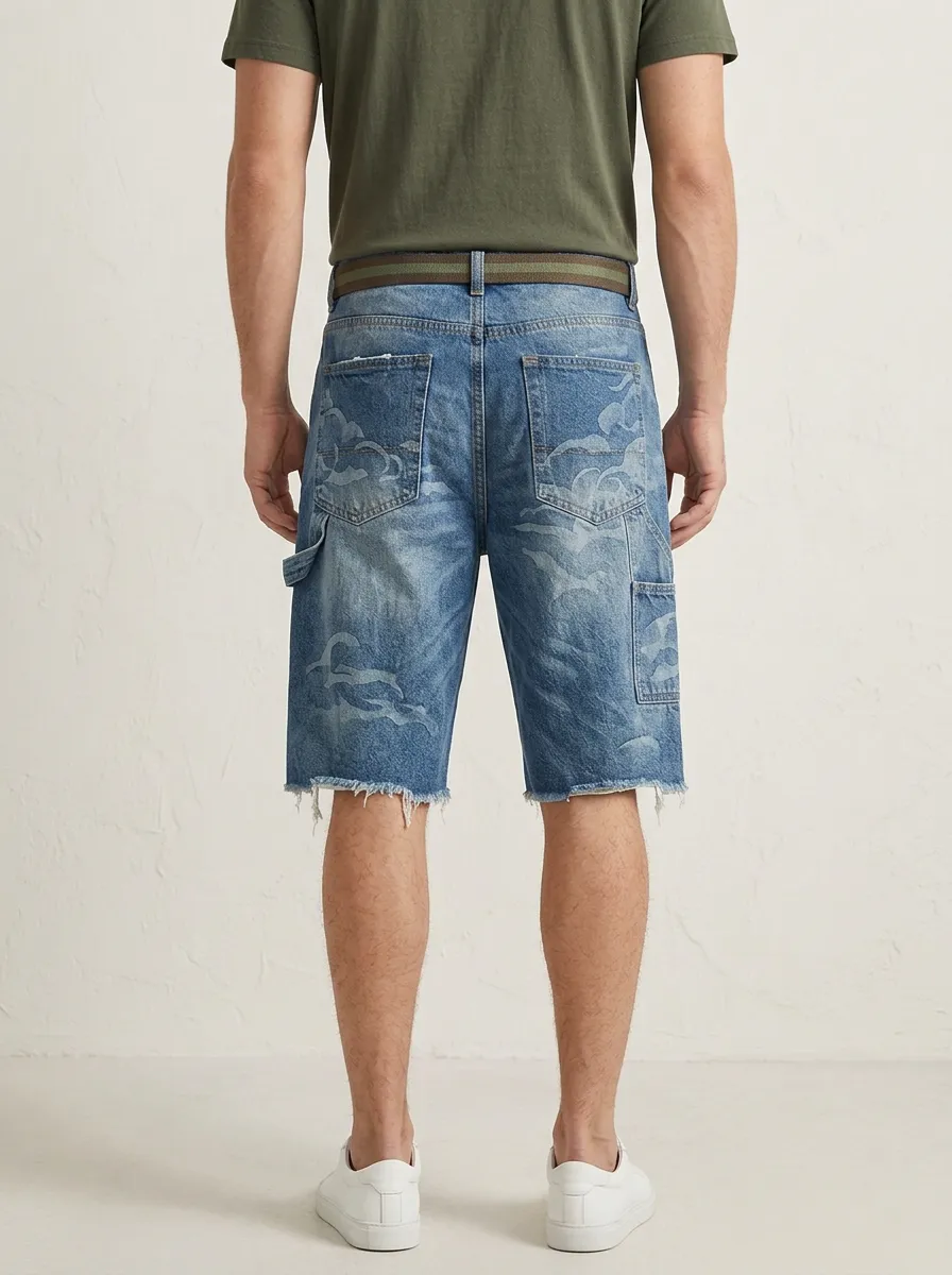 Men's Distressed Street Inspired Distressed Denim Shorts