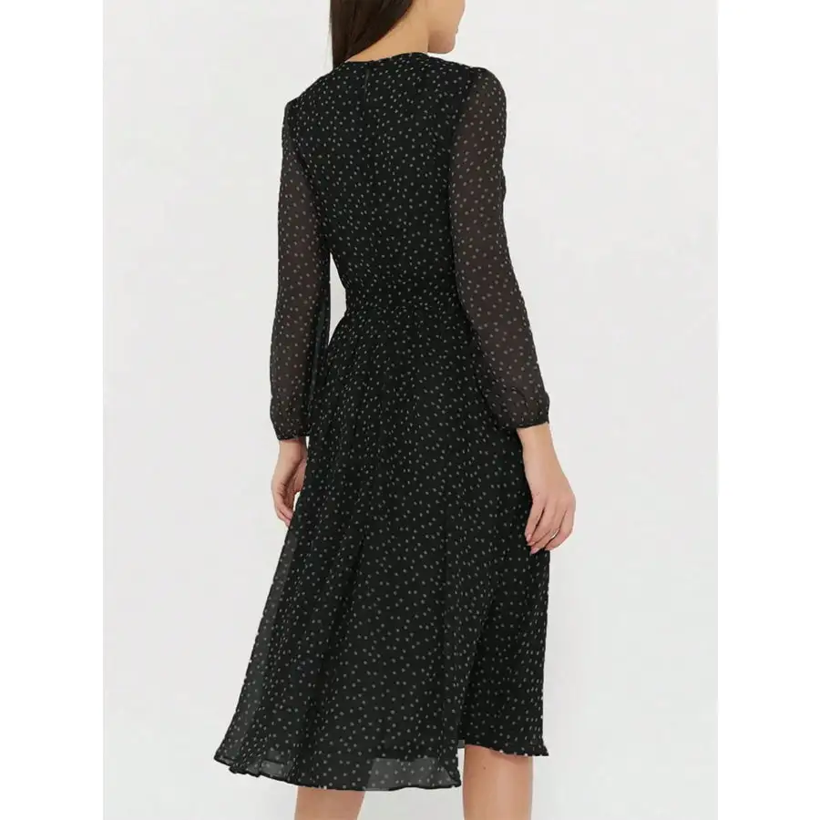 Polka Dot Long Sleeve Midi Dress