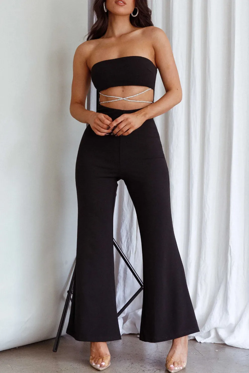 Handsome And Fashionable Black Stretch Jumpsuit
