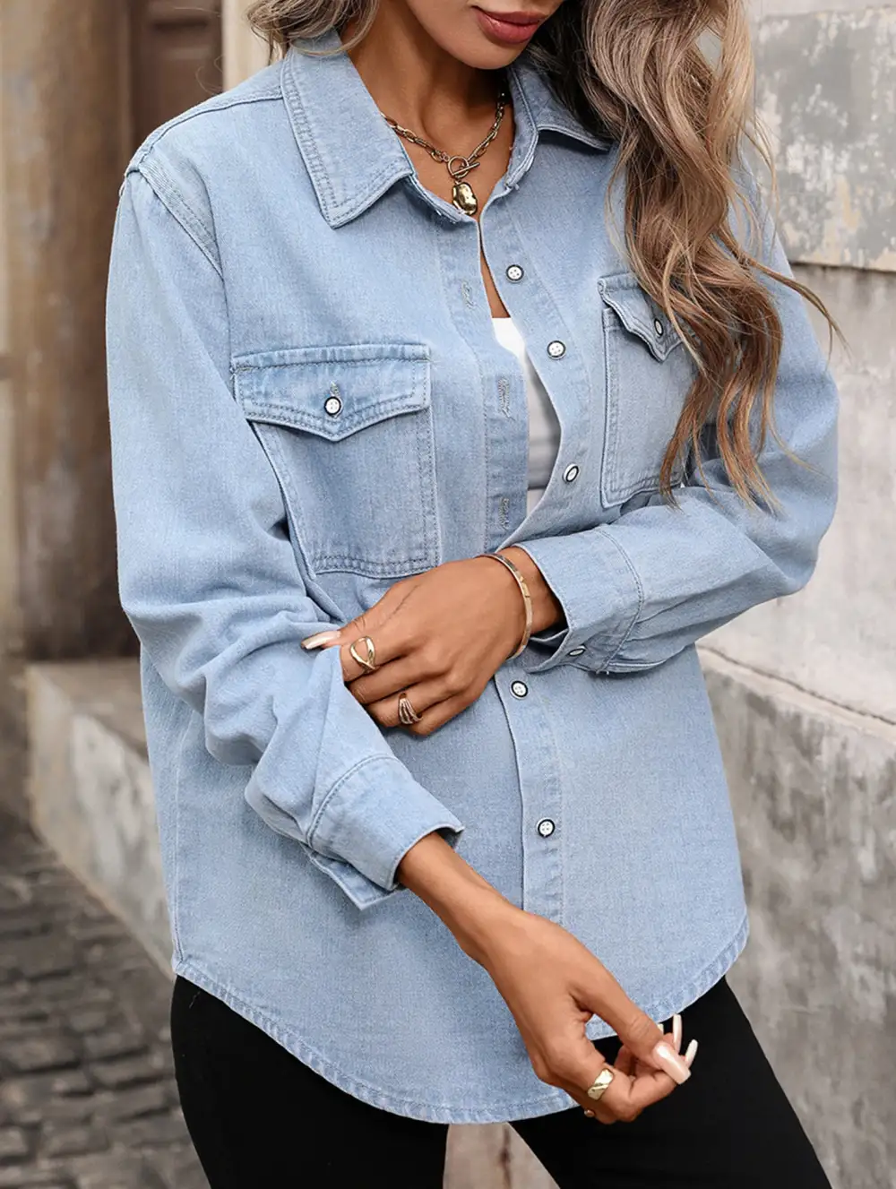 Washed Denim Cardigan Long Sleeve Jacket