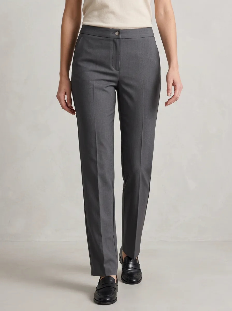 Polished Straight-Leg Casual Mid-Rise Straight Leg Trousers