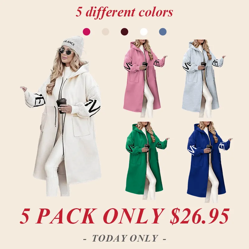 5PACK-Women'S Fashion Letter Pattern Patchwork Jacket-ONLY 26.95