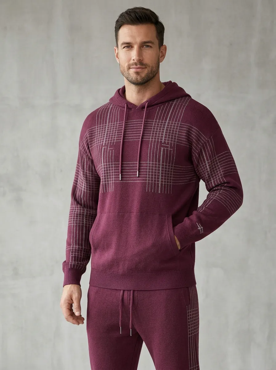 Jogger Textured-Knit Men's Knit Hoodie Jogger Set