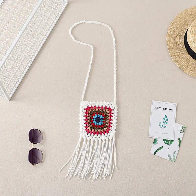 Crochet Granny Square Bag Hand-hooked Cotton Bag