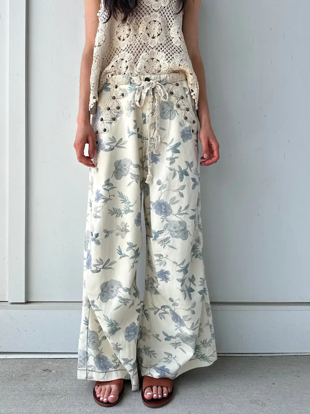 Vine Floral Wide Leg Pants