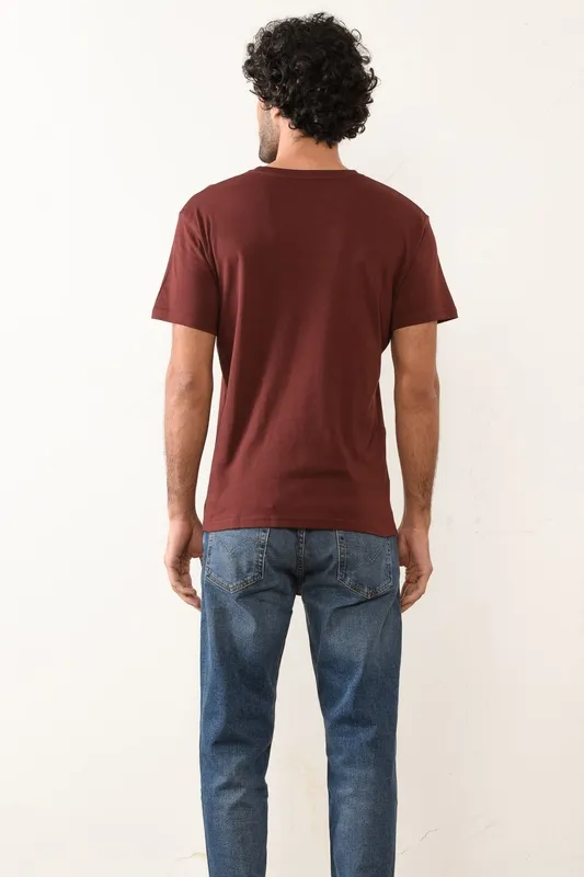 Red Vintage-Wash Cotton Crew Neck T-Shirt