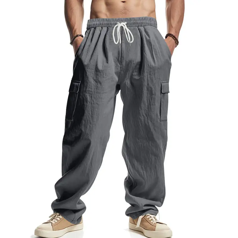 Men's Cargo Pants with Elastic Waistband and Practical Pockets